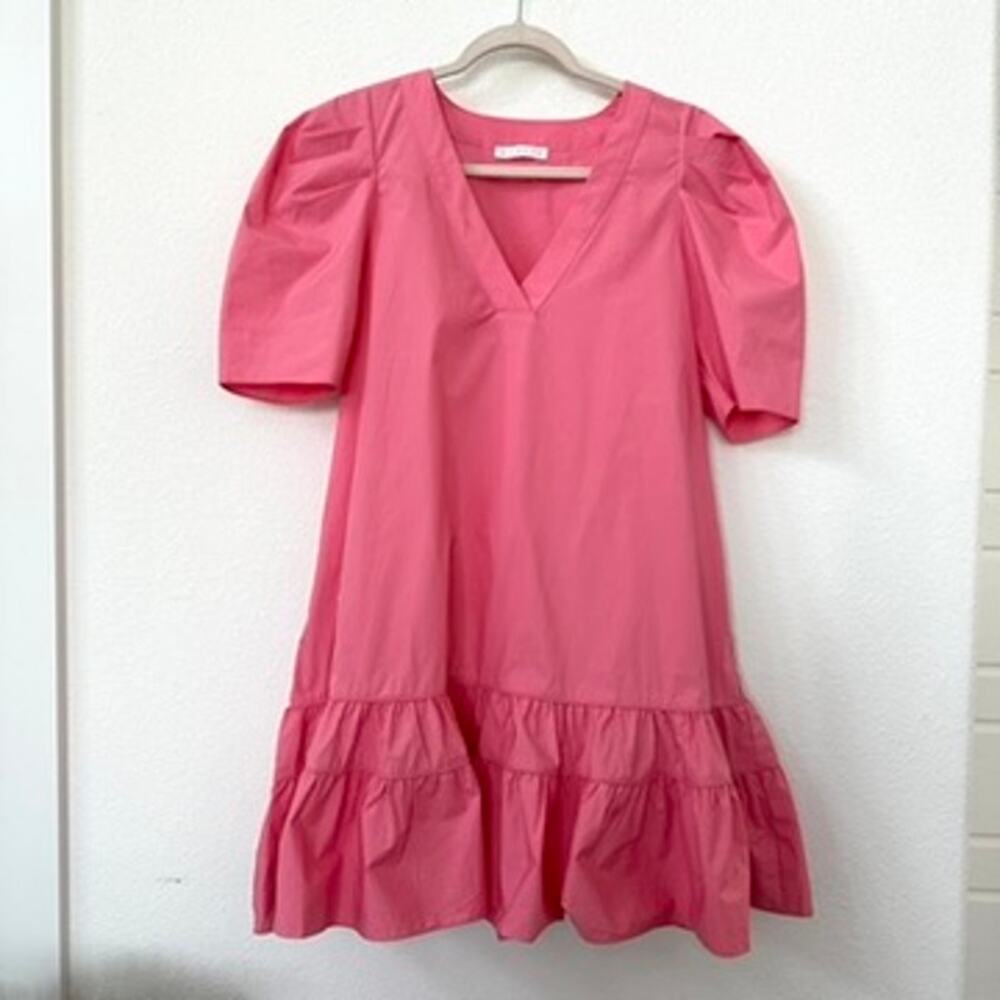 Karlie Puff Sleeve Ruffle Hem Dress Small Pink Cotton Preppy Boho Cottagecore
